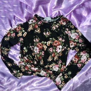 Floral Long Sleeve Crop Top